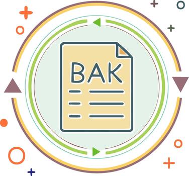 Backup File Icon with Circular Arrow and Geometric Shapes vector