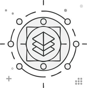 Abstract geometric layers diagram with circular network elements vector