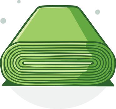 Green fabric rolled tightly with visible layers and smooth shading vector