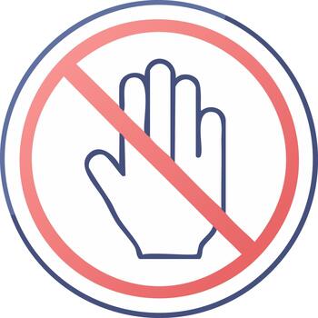 Do Not Touch Illustration Gradient Sign Red Line Through Hand Circle Prohibited Restriction vector