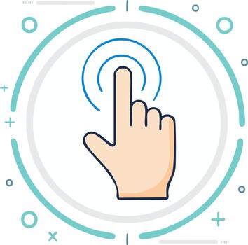 resumen mano conmovedor pantalla icono representando digital Interacción y usuario interfaz vector