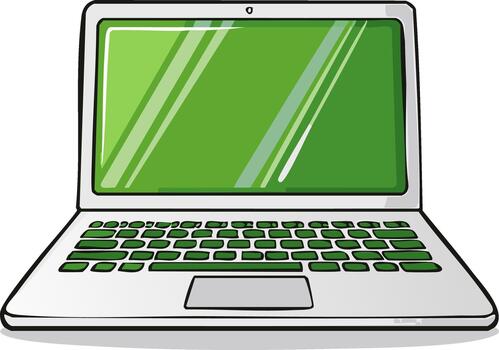 Laptop Computer Illustration with Green Screen and Keyboard for Technology Concept vector