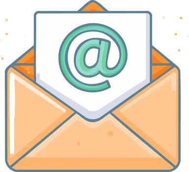 abierto sobre con correo electrónico letra y a símbolo icono. ilustración para digital comunicación y en línea mensajería vector