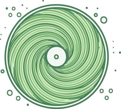 resumen arremolinándose verde vórtice modelo con circulo centrar y rodeando pequeño círculos vector
