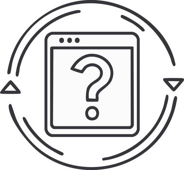 Web browser window with question mark icon inside a refresh cycle for online help vector