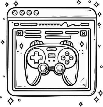 digital juego de azar controlador dentro estilizado navegador ventana ilustración icono bosquejo vector