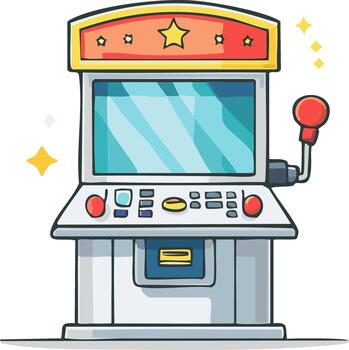 Retro Arcade Game Machine with Joystick and Buttons Fun Entertainment vector