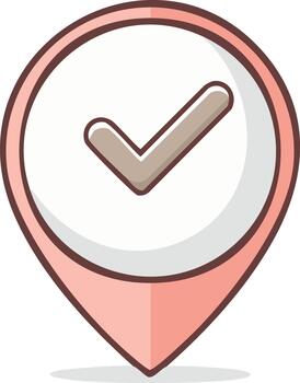 Checkmark icon within a location pin design for successful confirmation vector