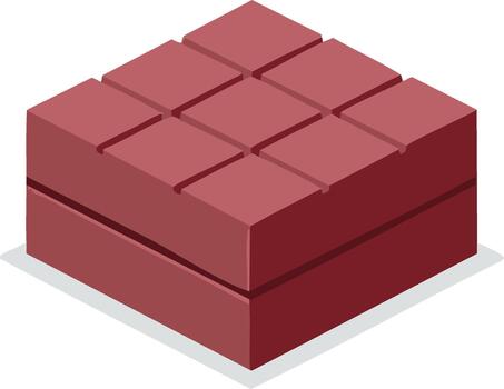 Burgundy-colored Cubes Composition A Three-Layered Structure with Isometric Arrangement vector