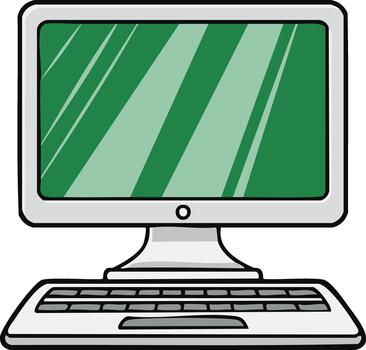 dibujos animados ilustración de un escritorio computadora con un pantalla y teclado vector