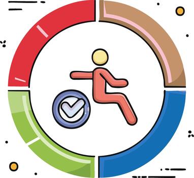 Wheelchair User with Check Mark Symbol Inside a Segmented Circle vector