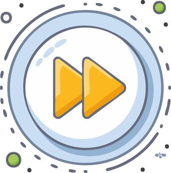 rápido adelante icono dibujos animados estilo dentro un circular marco diseño elemento vector