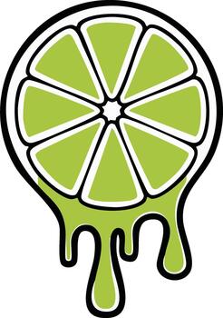 Graphic illustration of a lime wedge with dripping lime juice vector