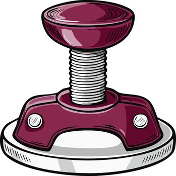 illustration of a retro cartoon game show buzzer or panic button with a spring mechanism vector
