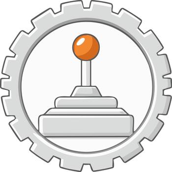 retro arcada palanca de mando controlador dentro un mecánico Ingenieria engranaje icono vector