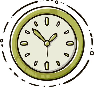 Cartoon olive clock face showing minutes hours timer reminder urgency punctuality vector