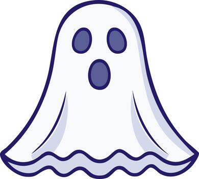 Cartoon Ghost Character with Surprised Expression and Wavy Bottom vector