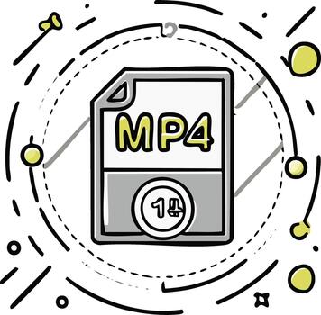 MP4 File Format Graphic Illustration, Isolated Multimedia Element, Digital Technology, and Abstract Decorative Background vector