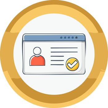 Profile Validation Icon in a Circle Graphic Valid User Account Sign Up Form for Website Applications and Interface vector