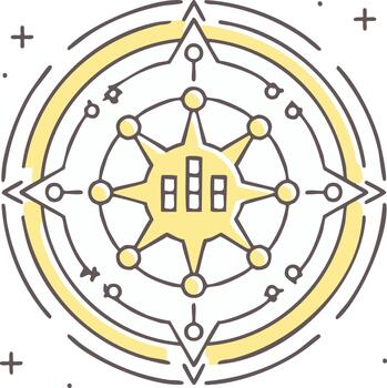 Abstract Circular Diagram with Data Visualization Elements and Navigation Concept vector