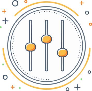 moderno gráfico icono demostración Tres vertical deslizadores para personalizable ajustes ajustes y controlar vector