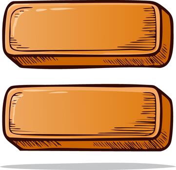 Retro Hand Drawn Orange Rectangular Button Elements with Textured Rustic Style vector