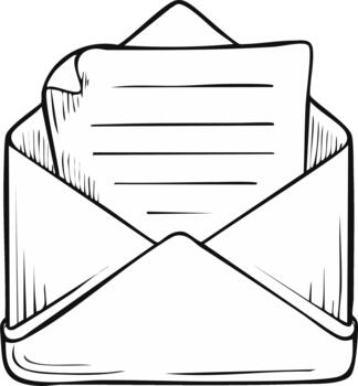 mano dibujado bosquejo ilustración de un abierto sobre con un letra o mensaje vector