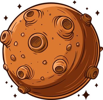 Animated space asteroid with many craters and sparkling stars vector