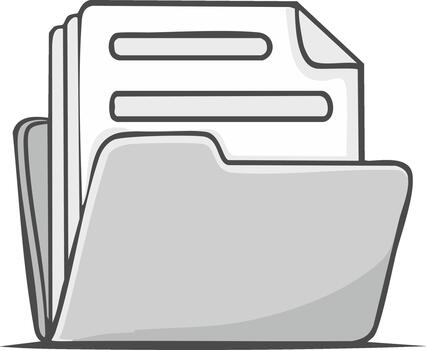 Cartoon Folder Icon with Documents for Digital File Management and Office Organization vector