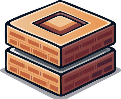 dos apilado hueco ladrillo plataformas formando un estructura en un aislado blanco superficie isométrica, geométrico vector