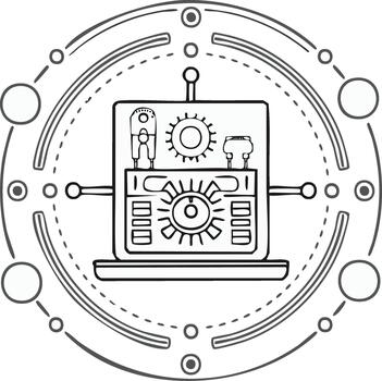 futurista controlar panel con engranajes y botones encerrado en un resumen tecnológico circular diseño vector