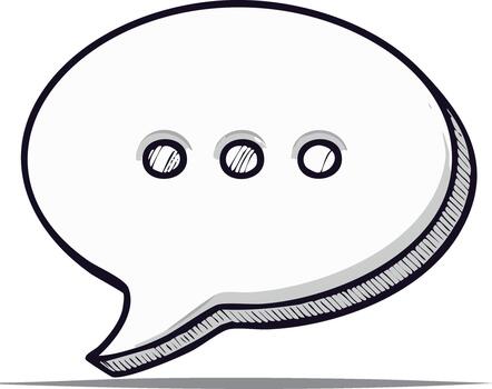 Hand drawn speech bubble icon with ellipsis dots for ongoing conversation thought vector
