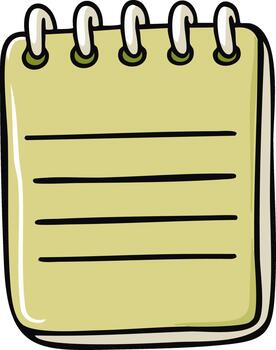 Hand Drawn Yellow Notepad with Spiral Binding and Lined Paper for Notes vector