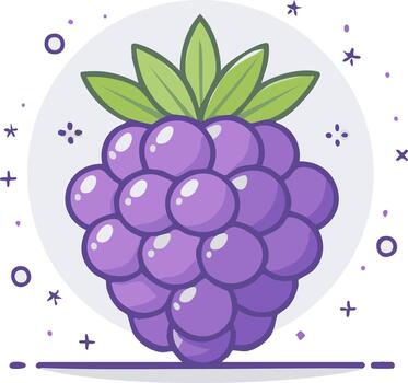 dibujos animados ilustración de un estilizado uva racimo con hojas en un circular decorativo antecedentes vector