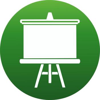Presentation Board Icon in Green Circle Demonstrating Training or Learning vector
