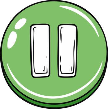 verde lustroso pausa botón símbolo para medios de comunicación jugador control S en dibujos animados estilo vector