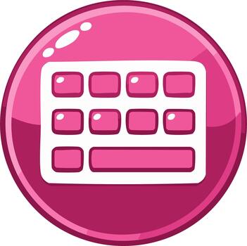 dibujos animados teclado icono brillante rosado botón con cuadrado llaves para tecnología diseño vector