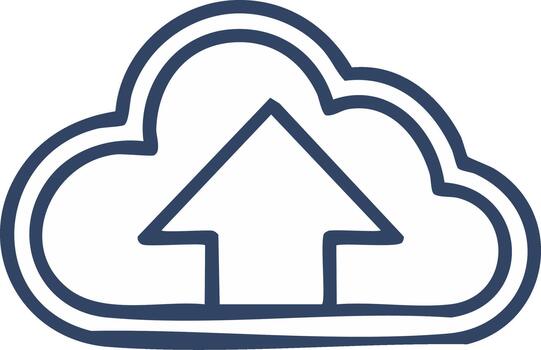 sencillo línea Arte icono de un nube con un subir flecha. bosquejo símbolo para nube informática y datos apoyo vector