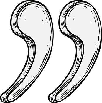 Hand drawn quotation marks illustration with hatching texture and clean design vector