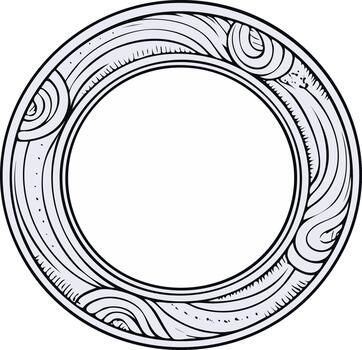 Elegant ornate circular frame with intricate abstract wave patterns and a decorative organic art nouveau style ornament illustration vector