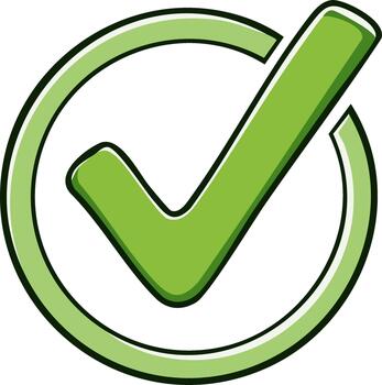 Vibrant Green Checkmark Symbol within a Circle Graphic Illustrating Confirmation Acceptance Approval and Validation vector
