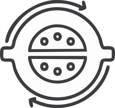 Icon of a machine part, with arrows and dots, representing rotation vector