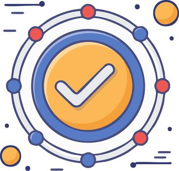 moderno validación símbolo, circulo diseño con conectando puntos y cheque marca vector