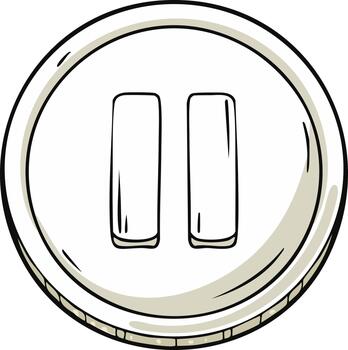 Illustration of a button with pause symbols in a circular frame vector
