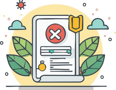 Rejected Document Form Hand Drawn Illustration Denied Access Error Concept vector