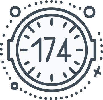 cerca arriba de un velocímetro demostración el número 174 con un rayado circulo y acento marcas vector