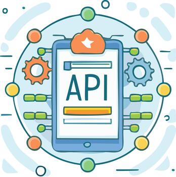 teléfono inteligente aplicación desarrollo con api conectando nube informática y engranajes integración vector