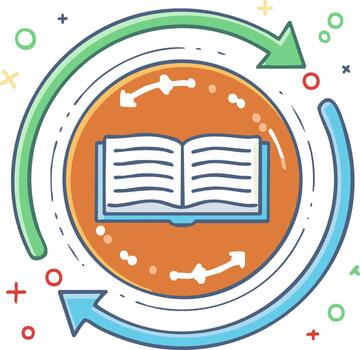 conceptual aprendizaje circulo con un abierto libro rodeado por flechas sugerencia un continuo realimentación lazo vector