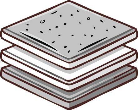 apilar de Tres cuadrado galletas o galletas con gris texturizado parte superior capa y blanco medio capa vector