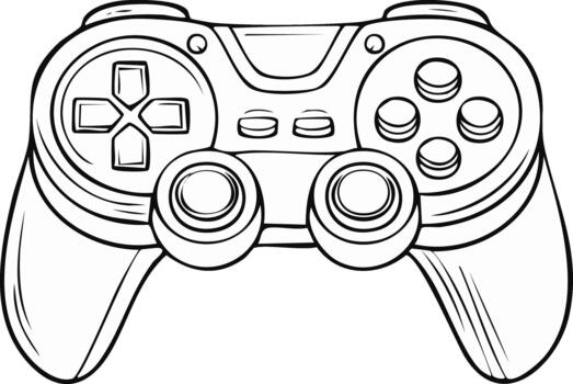 juego controlador con botones y palancas de mando resumido en negro y blanco vector